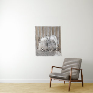 Keeshonds at Gate Painting - Original Dog Art Wandteppich