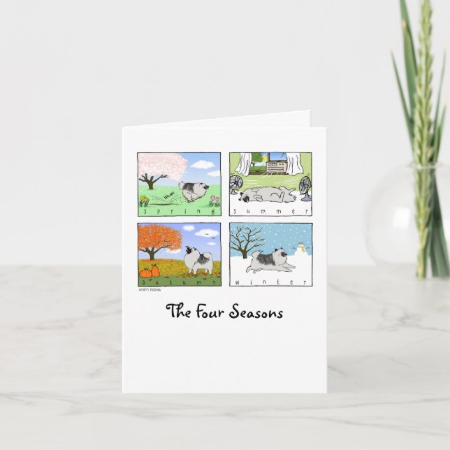 Keeshonds vier Jahreszeiten | Niedlicher Keesie Do Karte (Vorderseite)