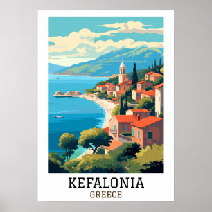 Kefalonia Greece Retro Vintage Travel Poster