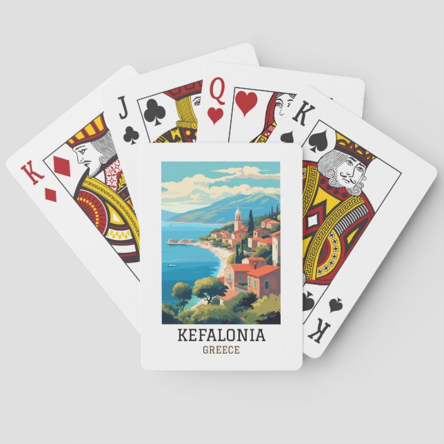 Kefalonia Greece Retro Vintage Travel Spielkarten (Rückseite)