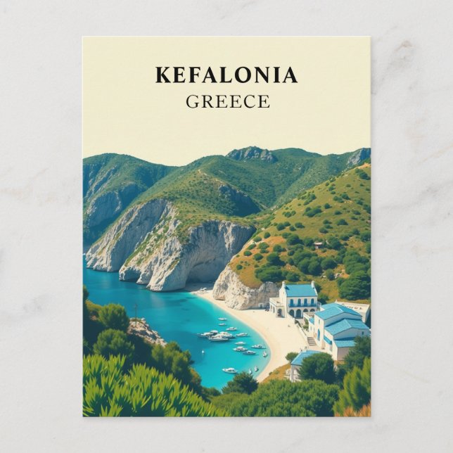 Kefalonia, Griechenland Retro Postkarte (Vorderseite)