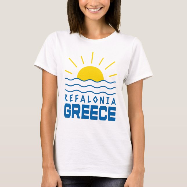 Kefalonia Griechenland Sonnenschein und Meereswell T-Shirt (Vorderseite)