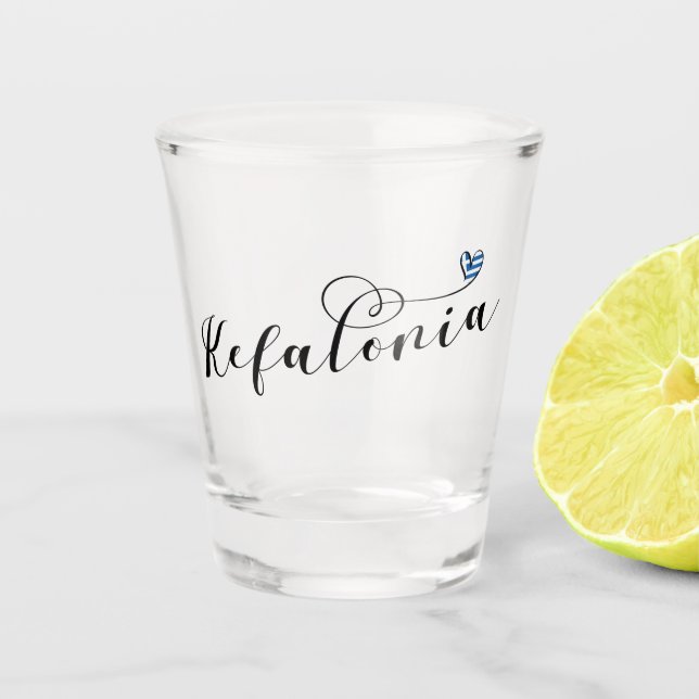 Kefalonia Heart Flag, Cephalonia, griechische Inse Schnapsglas (Vorderseite)