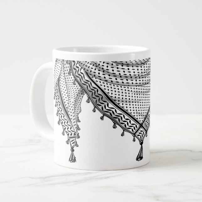 Keffiyeh palästinensischer Scarf Traditionelles Ge Jumbo-Tasse (Vorderseite Links)