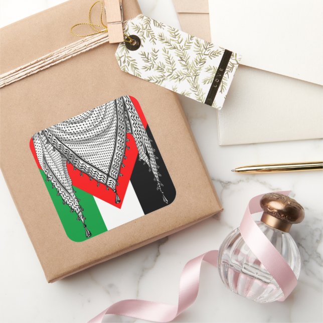 Keffiyeh palästinensischer Scarf Traditionelles Ge Quadratischer Aufkleber (Schenken)