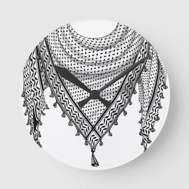 Keffiyeh palästinensischer Scarf Traditionelles Ge Runde Wanduhr (Vorderseite)
