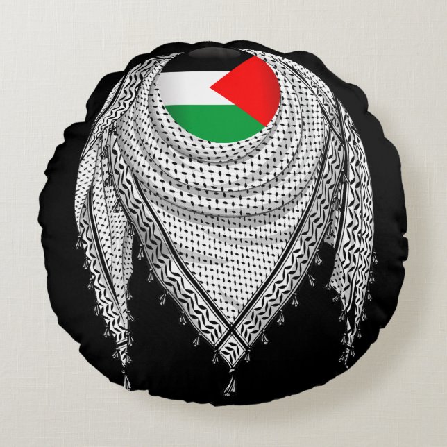 Keffiyeh palästinensischer Scarf Traditionelles Ge Rundes Kissen (Vorderseite)