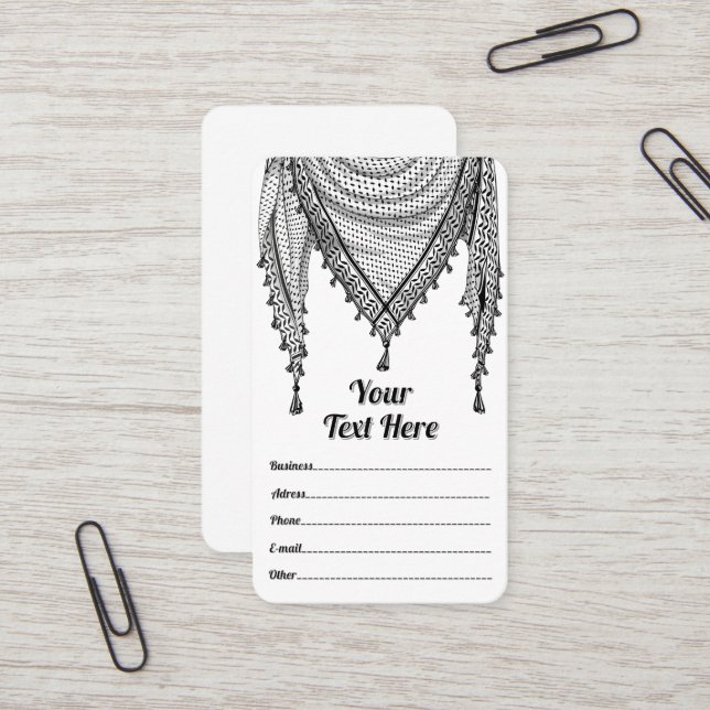 Keffiyeh palästinensischer Scarf Traditionelles Ge Visitenkarte (Vorderseite/Rückseite Beispiel)