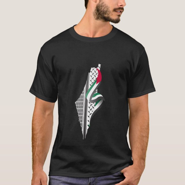 Keffiyeh Palestine Map Arabic Scarf Shemagh Palest T-Shirt (Vorderseite)