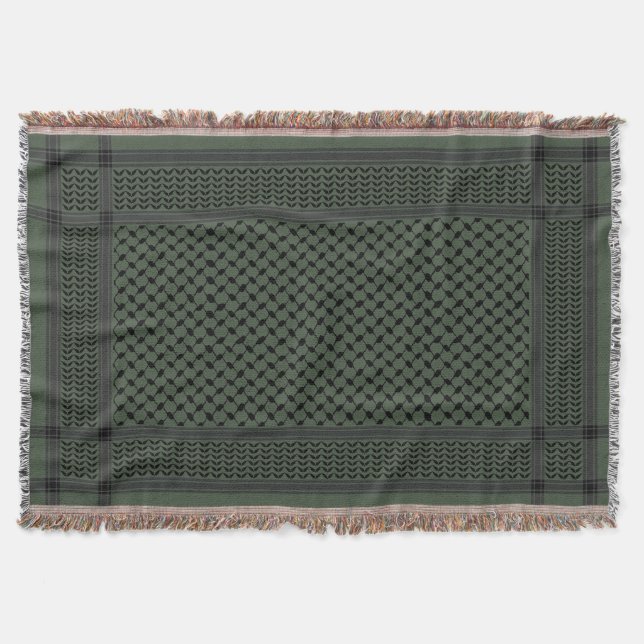 Keffiyeh Palestine Pattern Green Decke (Vorderseite)