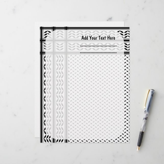 Keffiyeh-Symbol des palästinensischen Widerstandsm Briefbogen (Vorderseite/Rückseite Beispiel)