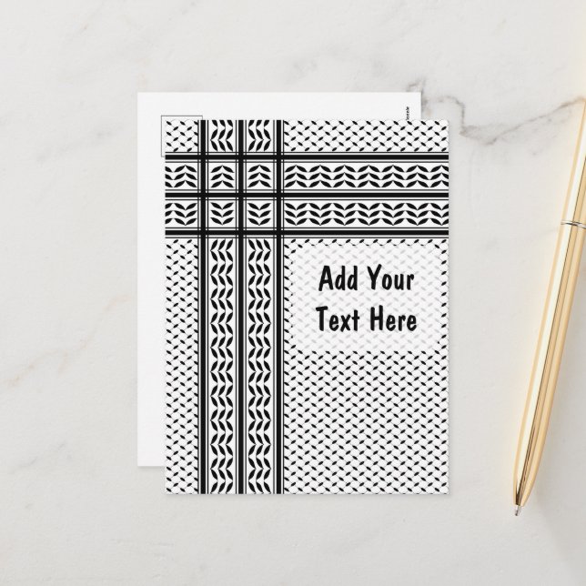 Keffiyeh-Symbol des palästinensischen Widerstandsm Feiertagspostkarte (Vorderseite/Rückseite Beispiel)