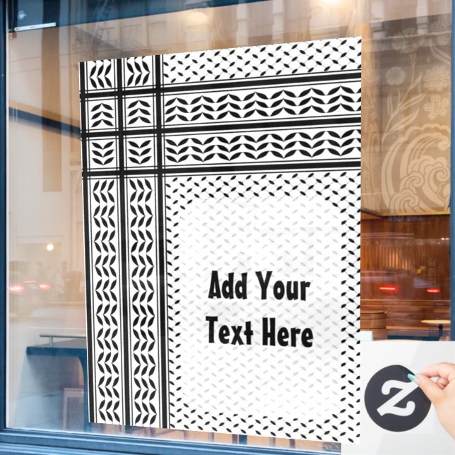 Keffiyeh-Symbol des palästinensischen Widerstandsm Fensteraufkleber (Café-Fenster)