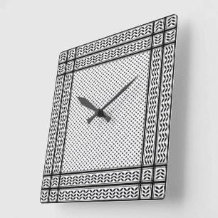 Keffiyeh-Symbol des palästinensischen Widerstandsm Quadratische Wanduhr