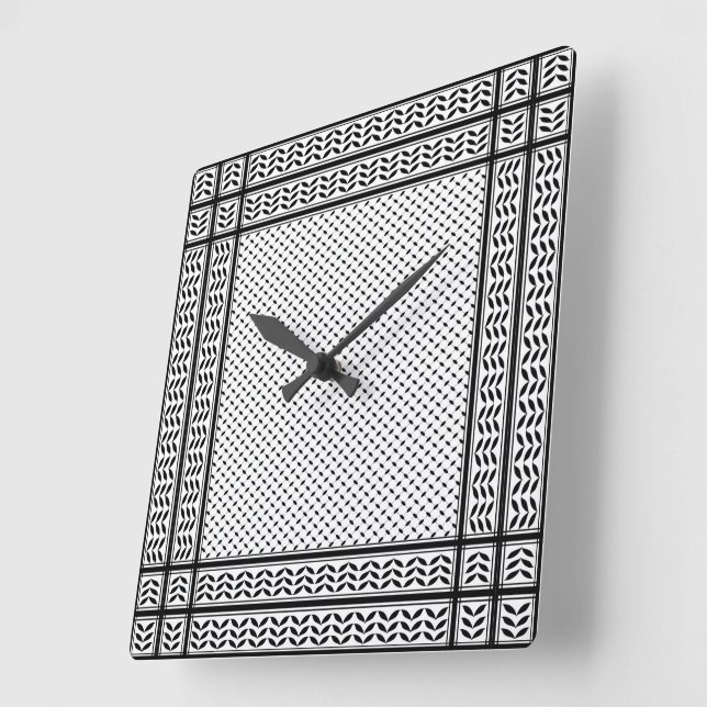 Keffiyeh-Symbol des palästinensischen Widerstandsm Quadratische Wanduhr (Winkel)