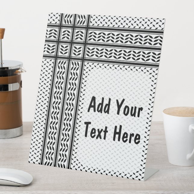 Keffiyeh-Symbol des palästinensischen Widerstandsm Sockelschild (In Situ)