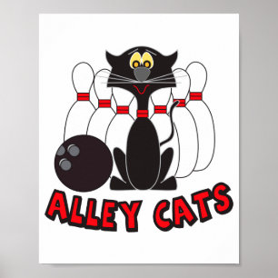 Kegel-Katzen Bowling-Pins T-Shirt Poster