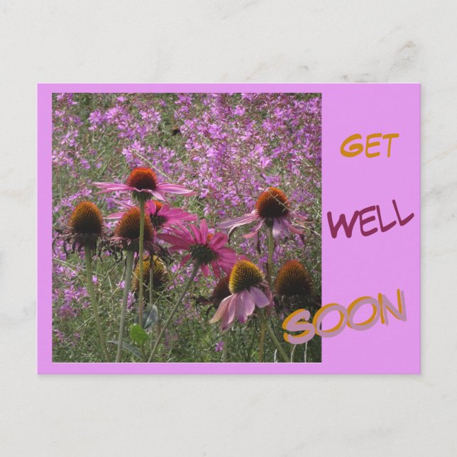 Kegelblumen-Kunden-Text Gute-Besserung-Grußkarte Postkarte (Vorderseite)