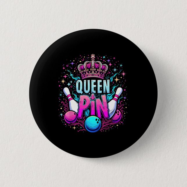 Kegelkönigin Hemd Bowlerin Bowling Liga Für Bowlin Button (Vorderseite)