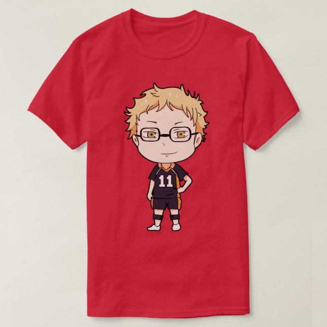 Kei Tsukishima Chibi Design T-Shirt (Design vorne)