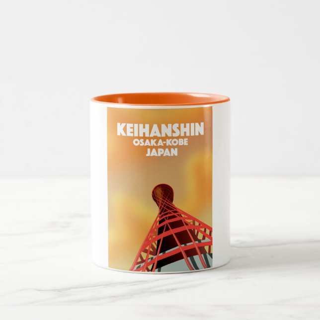 Keihanshin Osaka Kobe Japan Reiseposter Zweifarbige Tasse (Mittel)