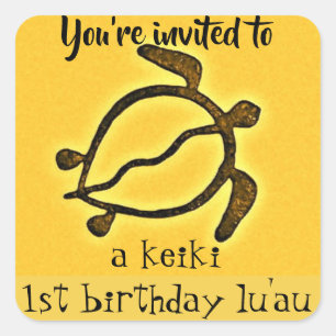 Keiki First Birthday Luau Quadratischer Aufkleber