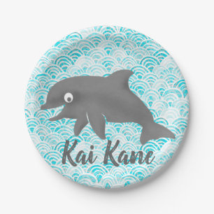 Keiki Watercolor Dolphin Wave Pappteller