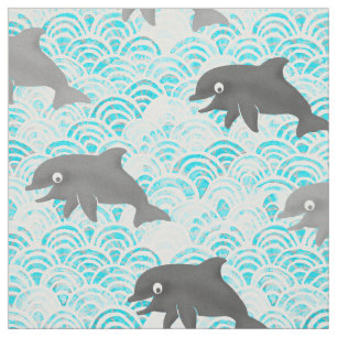 Keiki Watercolor Dolphin Wave Stoff