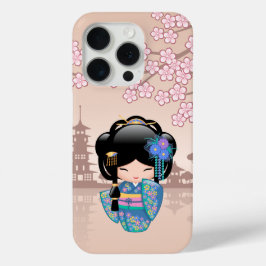 Keiko Kokeshi Doll - Blue Kimono Geisha Girl Case-Mate iPhone Hülle