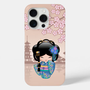 Keiko Kokeshi Doll - Blue Kimono Geisha Girl Case-Mate iPhone Hülle