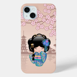 Keiko Kokeshi Doll - Blue Kimono Geisha Girl Case-Mate iPhone Hülle