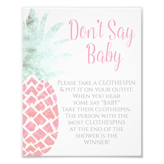 Kein Baby Ananas Tropical Baby Duschzeichen Fotodruck (Vorne)