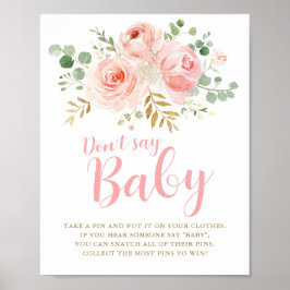 Kein Baby-Spielzeichen, Blush Pink Baby-Dusche P Poster