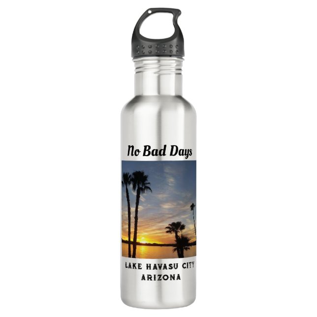 Kein Bad Days in Lake Havasu Sunset mit Palmen! Edelstahlflasche (Vorderseite)