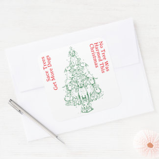 Kein Baum wurde durch Great Dane Weihnachten gesch Quadratischer Aufkleber