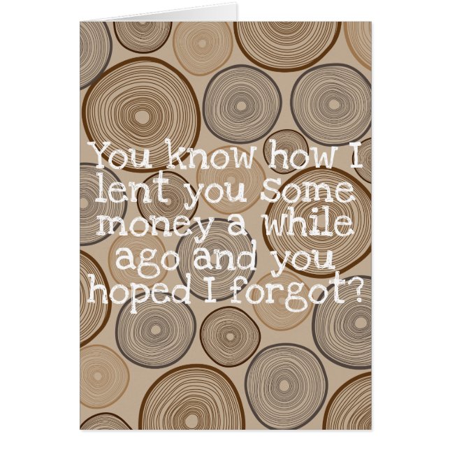 "Kein Bedarf, mich zurück zu zahlen " (Vorne)