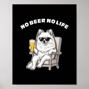 Kein Bier Kein Leben Pomeranian Lustiger Hund Mit Poster