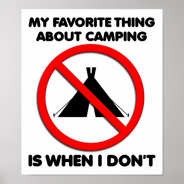 Kein Camping Funny Poster (Vorne)