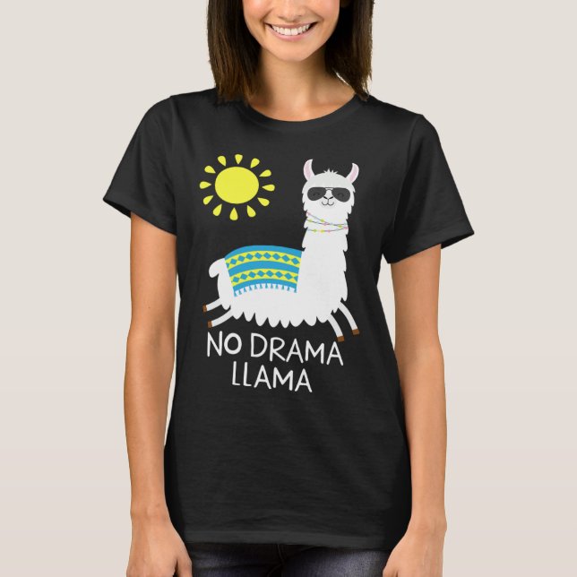 Kein Drama Lama Alpaca Happy Freedom Llama Sunglas T-Shirt (Vorderseite)