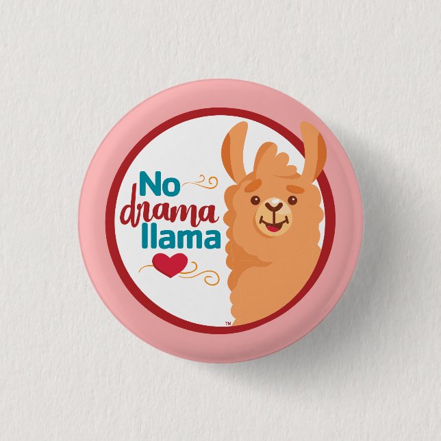 Kein Drama Llama (Warm) rosa Button (Vorderseite)