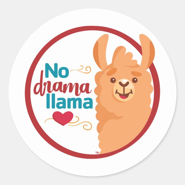 Kein Drama Llama (Warm) Runder Aufkleber (Vorderseite)