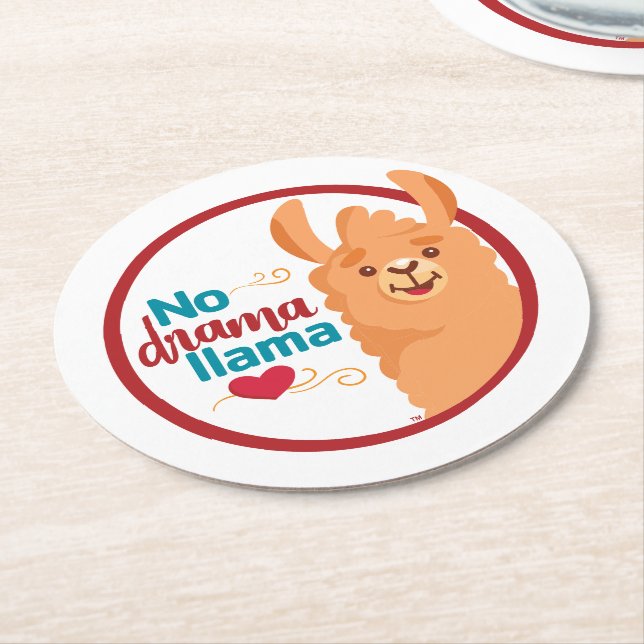 Kein Drama Llama (Warm) Runder Pappuntersetzer (Angewinkelt)