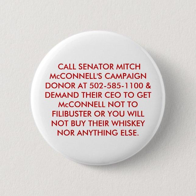 KEIN FILIBUSTER SENATOR McCONNELL. Button (Vorderseite)
