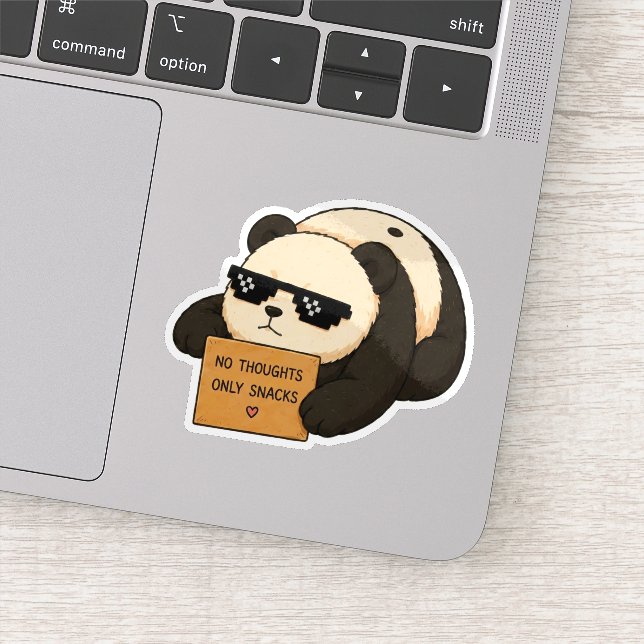 Kein Gedanke, nur Snacks Panda Aufkleber (Detail)