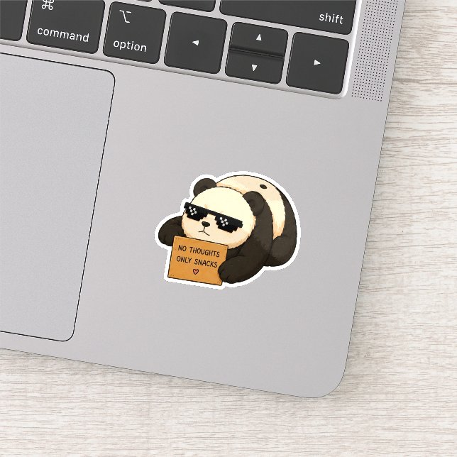 Kein Gedanke, nur Snacks Panda Aufkleber (Ausschnitt)