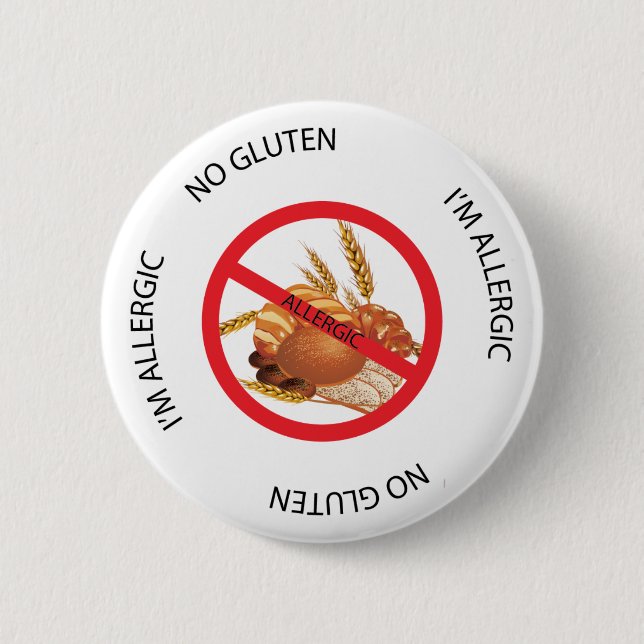 Kein Gluten-Allergie-Warnknopf Button (Vorderseite)
