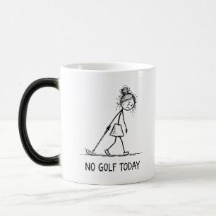 Kein Golf heute Lustige traurige Mädchen-Strichfig Verwandlungstasse