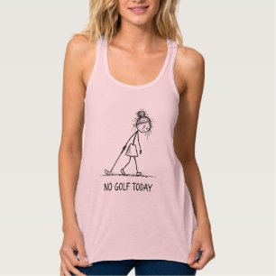 Kein Golf heute Lustiges trauriges Mädchen Stickfi Tank Top