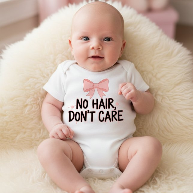 "Kein Haar, egal, rosa Schleife Baby-Body" Baby Strampler (Von Creator hochgeladen)