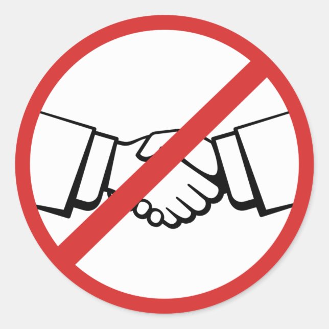 Kein Handshake Runder Aufkleber (Vorderseite)